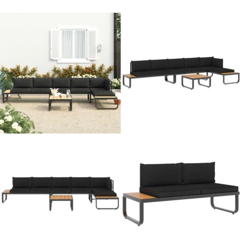 Set Divano da Giardino 4 pz ad Angolo Cuscini in Alluminio WPC - Cuscini in alluminio - Divano angolare