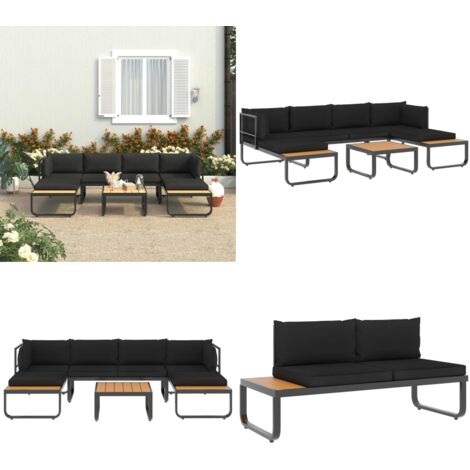 Set Divano da Giardino 4 pz ad Angolo Cuscini in Alluminio WPC - Cuscini in alluminio - Divano angolare