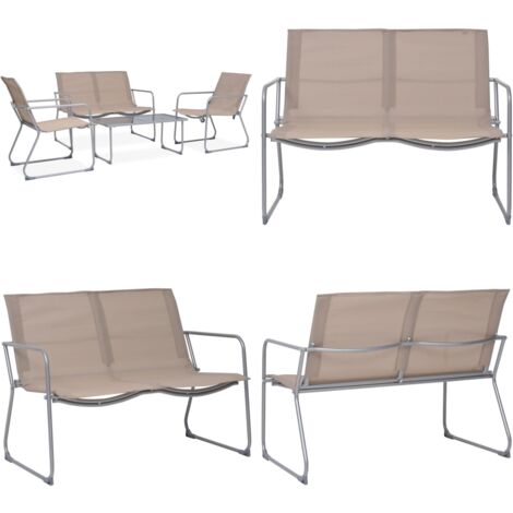 Set Divano da Giardino 4 pz in Tessuto e Acciaio Grigio Talpa - Sedie da giardino - Set da giardino