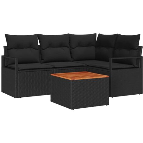 Set Divano da Giardino 5 pcs Nero vidaXL
