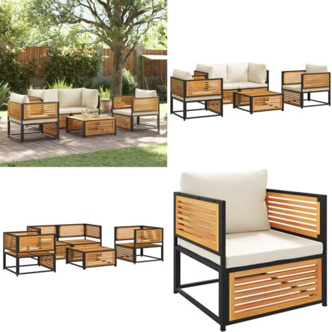 Set Divano da Giardino 5 pz con Cuscini Legno Massello Acacia - Sedute angolari - Tavolo da giardino