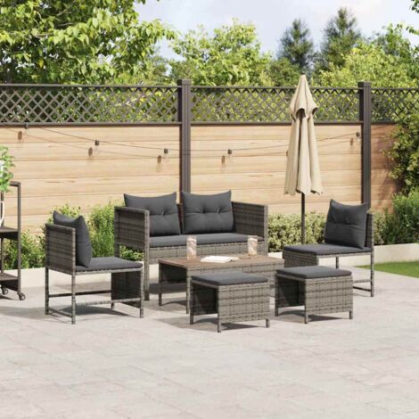 Set Divano da Giardino 6 pcs Grigio e Grigio Scuro polyrattan vidaXL