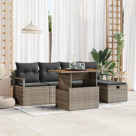 Set Divano da Giardino 6 pcs Grigio polyrattan vidaXL