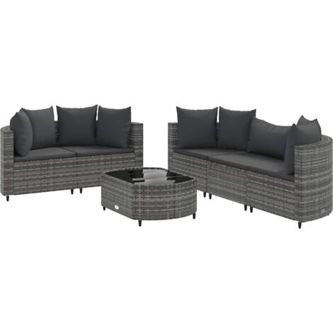 Set Divano da Giardino 6 pz con Cuscini Grigio in Polyrattan vidaXL