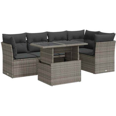 Set Divano da Giardino 6 pz con Cuscini Grigio in Polyrattan vidaXL