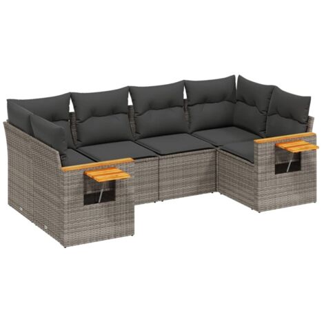 Set Divano da Giardino 6 pz con Cuscini Grigio in Polyrattan vidaXL
