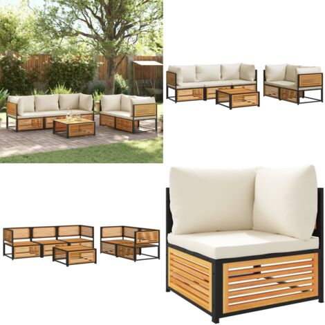 Set Divano da Giardino 6 pz con Cuscini in Massello di Acacia - Sedute angolari - Cuscini per divano