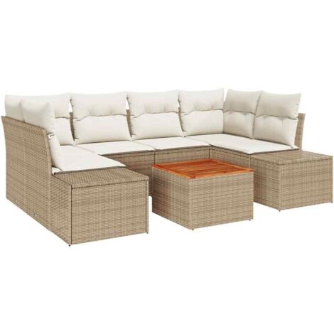 Set Divano da Giardino 7 pcs Beige e bianco vidaXL