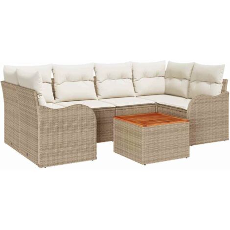 Set Divano da Giardino 7 pcs Beige e bianco vidaXL