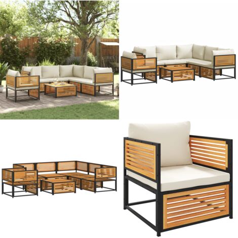 Set Divano da Giardino 7 pz con Cuscini Legno Massello Acacia - Sedute angolari - Cuscini per sedile