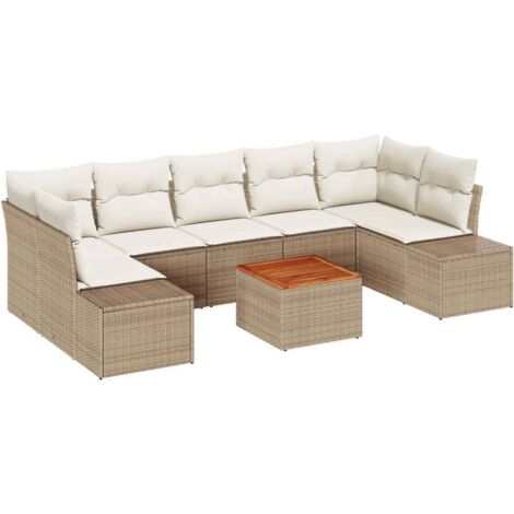 Set Divano da Giardino 8 pcs Beige e bianco vidaXL