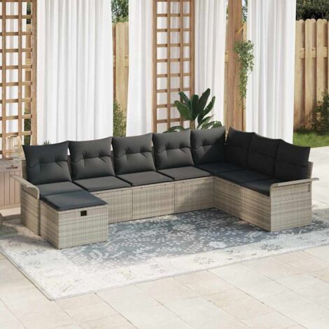 Set Divano da Giardino 8 pcs Grigio chiaro polyrattan vidaXL
