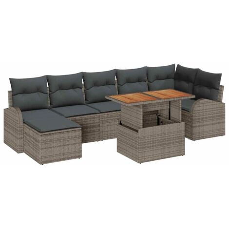 Set Divano da Giardino 8 pcs Grigio Poly Rattan vidaXL