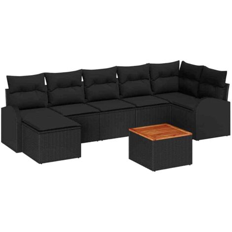 Set Divano da Giardino 8 pcs Nero vidaXL