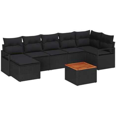Set Divano da Giardino 8 pcs Nero vidaXL