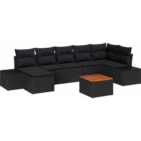 Set Divano da Giardino 8 pcs Nero vidaXL
