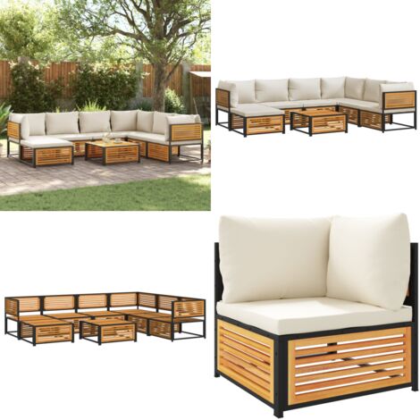 Set Divano da Giardino 8pz con Cuscini Legno Massello di Acacia - Sedute angolari - Cuscini da seduta