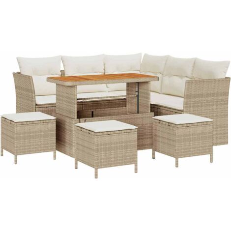 Set Divano da Giardino 9 pcs beige e panna 110 x 55 x 71 cm vidaXL