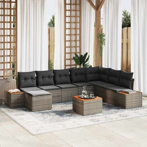 Set Divano da Giardino 9 pcs Grigio 319 x 209 x 85 cm vidaXL