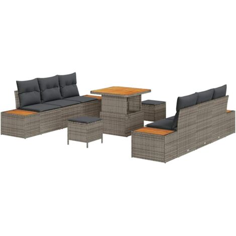 Set Divano da Giardino 9 pcs Grigio chiaro e grigio scuro vidaXL
