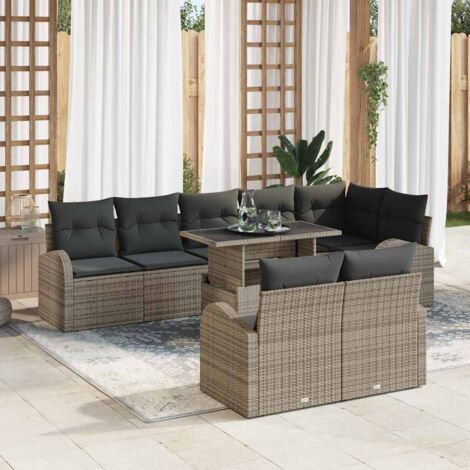 Set Divano da Giardino 9 pcs Grigio Poly Rattan vidaXL