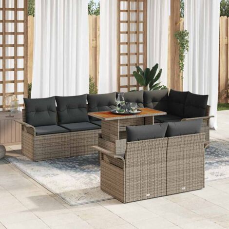 Set Divano da Giardino 9 pcs Grigio Poly Rattan vidaXL