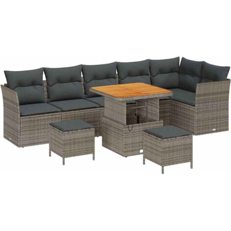 Set Divano da Giardino 9 pcs Grigio polyrattan vidaXL