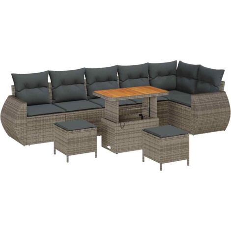 Set Divano da Giardino 9 pcs Grigio Rattan in Polipropilene vidaXL