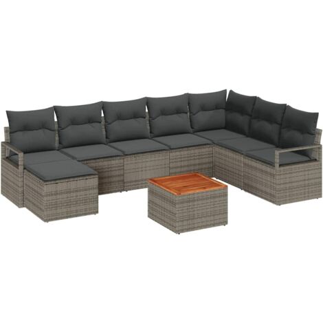 Set Divano da Giardino 9 pcs Grigio vidaXL