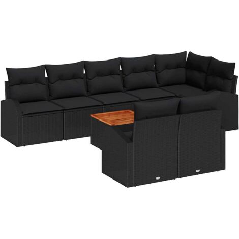 Set Divano da Giardino 9 pcs Nero vidaXL
