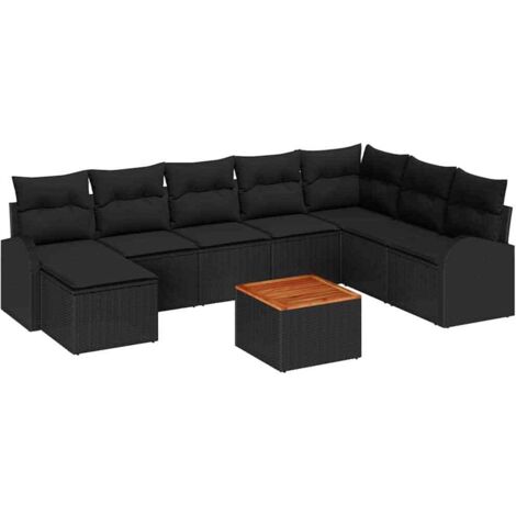 Set Divano da Giardino 9 pcs Nero vidaXL