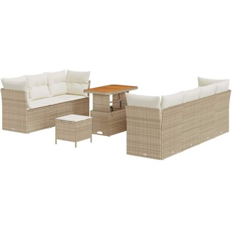 Set Divano da Giardino con cuscino 10 pcs beige e panna vidaXL