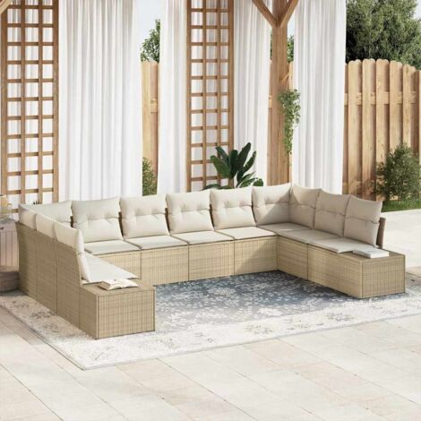 Set Divano da Giardino con cuscino 10 pcs beige e panna vidaXL
