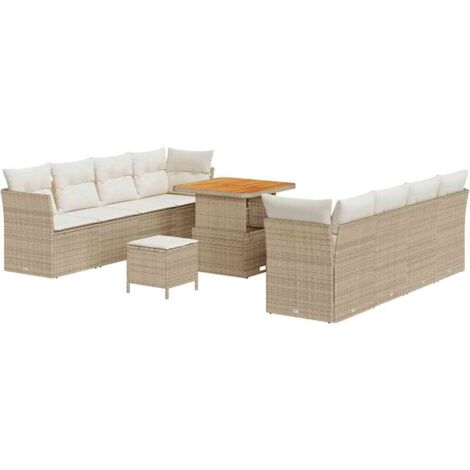 Set Divano da Giardino con cuscino 11 pcs beige e panna vidaXL