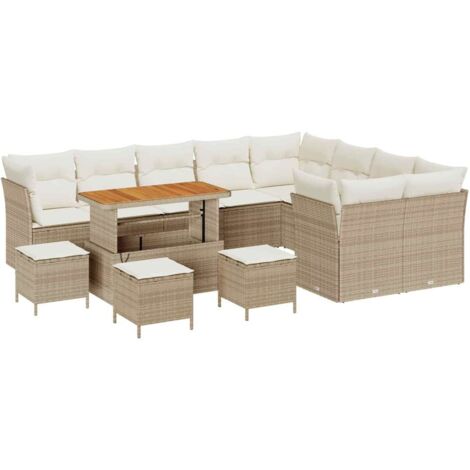 Set Divano da Giardino con cuscino 13 pcs beige e panna vidaXL
