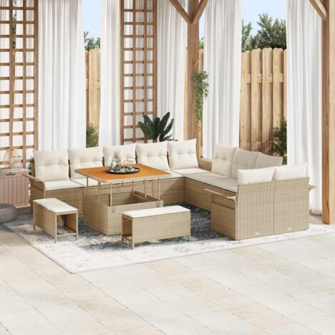 Set Divano da Giardino con cuscino 13 pcs Beige polyrattan vidaXL