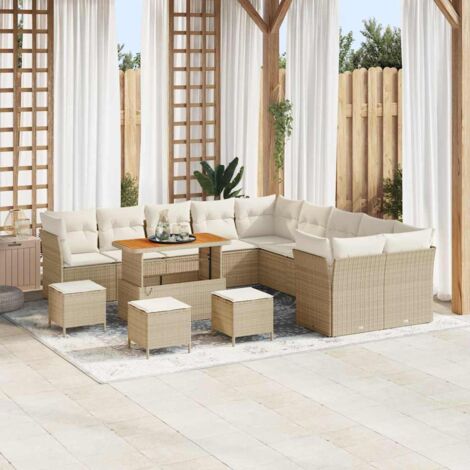 Set Divano da Giardino con cuscino 14 pcs beige e panna vidaXL