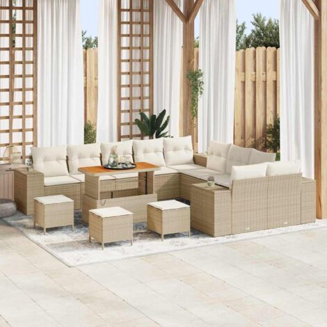 Set Divano da Giardino con cuscino 14 pcs Beige polyrattan vidaXL