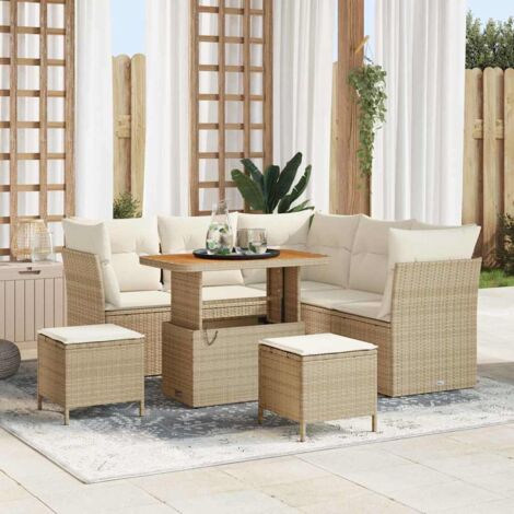 Set Divano da Giardino con cuscino 8 pcs beige e panna vidaXL