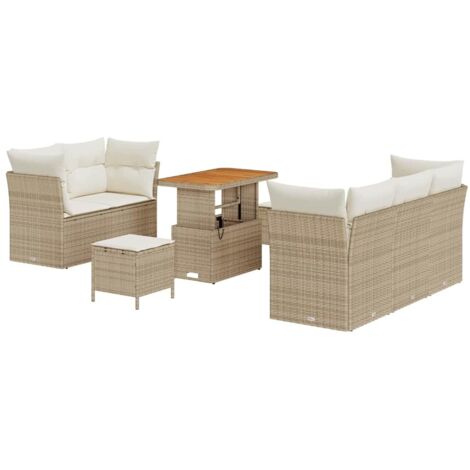 Set Divano da Giardino con cuscino 8 pcs beige e panna vidaXL