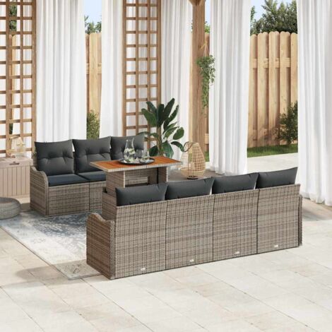Set Divano da Giardino con cuscino 8 pcs Grigio vidaXL