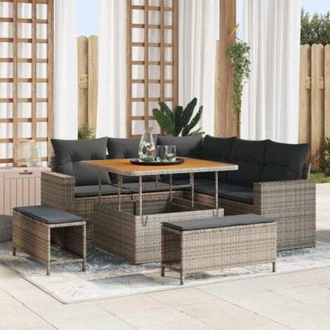 Set Divano da Giardino con cuscino 8 pcs Grigio vidaXL