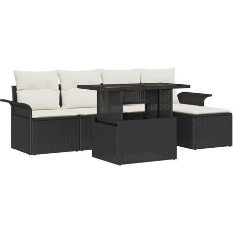 Set Divano da Giardino con cuscino 8 pcs Nero Poly Rattan vidaXL