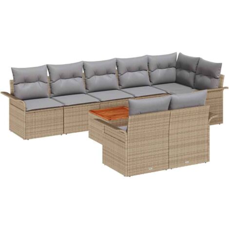Set Divano da Giardino con cuscino 9 pcs Beige e Grigio Chiaro vidaXL