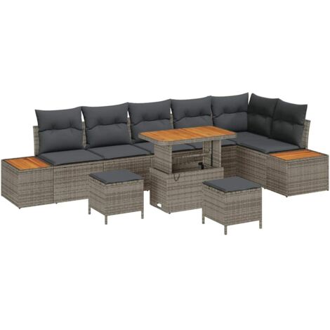 Set Divano da Giardino con cuscino Grigio Poly Rattan vidaXL