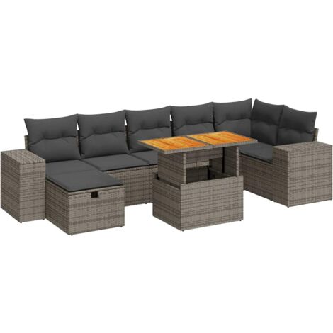 Set Divano Giardino 5 pz con Cuscini Grigio Polyrattan Acacia vidaXL