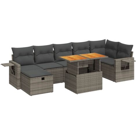 Set Divano Giardino 5 pz con Cuscini Grigio Polyrattan Acacia vidaXL