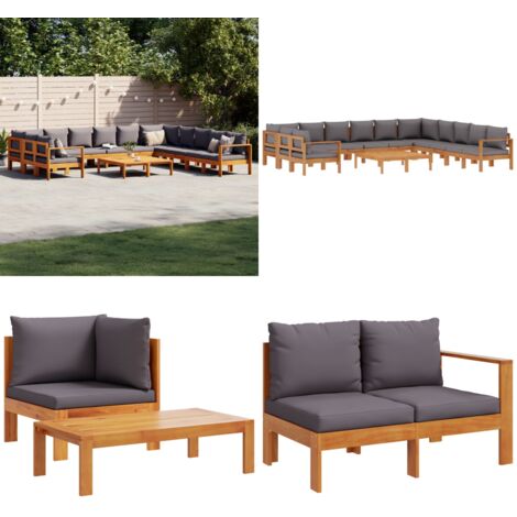 Set Divano Giardino 9 pz con Cuscini Legno Massello di Acacia - Cuscini da esterno - Mobili da giardino