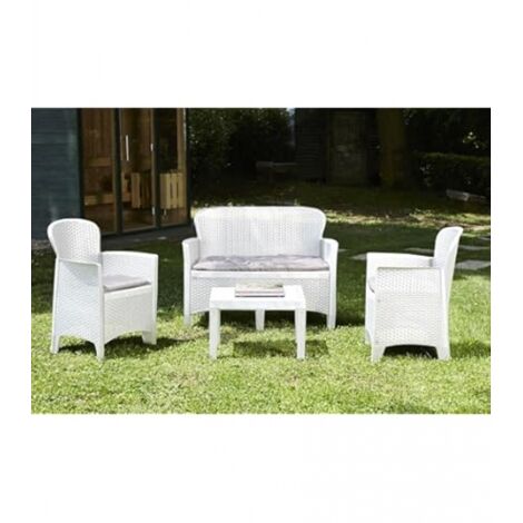 SET DIVANO PER ESTERNO PROGARDEN MODELLO JUNGLE 4 POSTI BIANCO