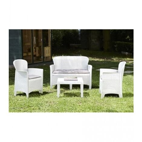 SET DIVANO PER ESTERNO PROGARDEN MODELLO JUNGLE 4 POSTI BIANCO